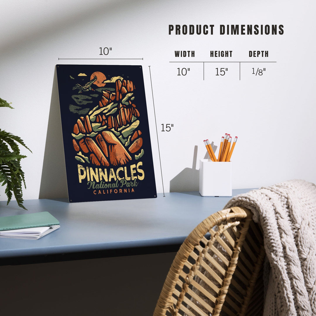 Pinnacles National Park, Distressed Vector, Wood Signs and Postcards Wood Lantern Press 