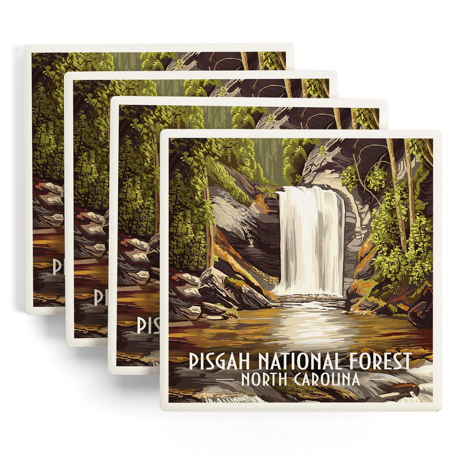 Pisgah National Forest, North Carolina, Lantern Press Artwork, Coaster Set Coasters Lantern Press 