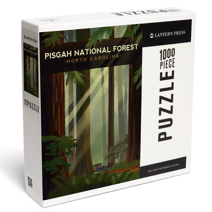 Pisgah National Forest, North Carolina, Redwood Forest, Lithograph, Jigsaw Puzzle Puzzle Lantern Press 