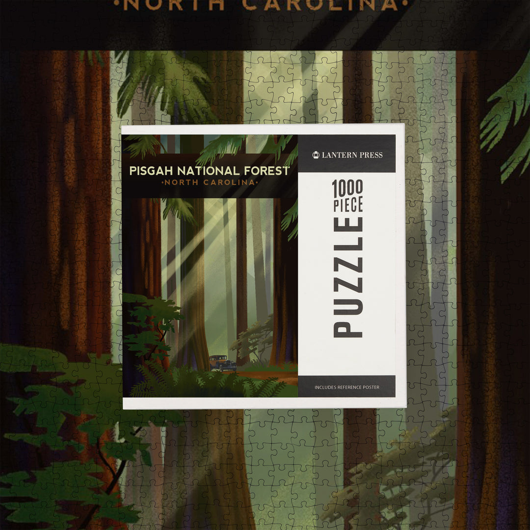 Pisgah National Forest, North Carolina, Redwood Forest, Lithograph, Jigsaw Puzzle Puzzle Lantern Press 