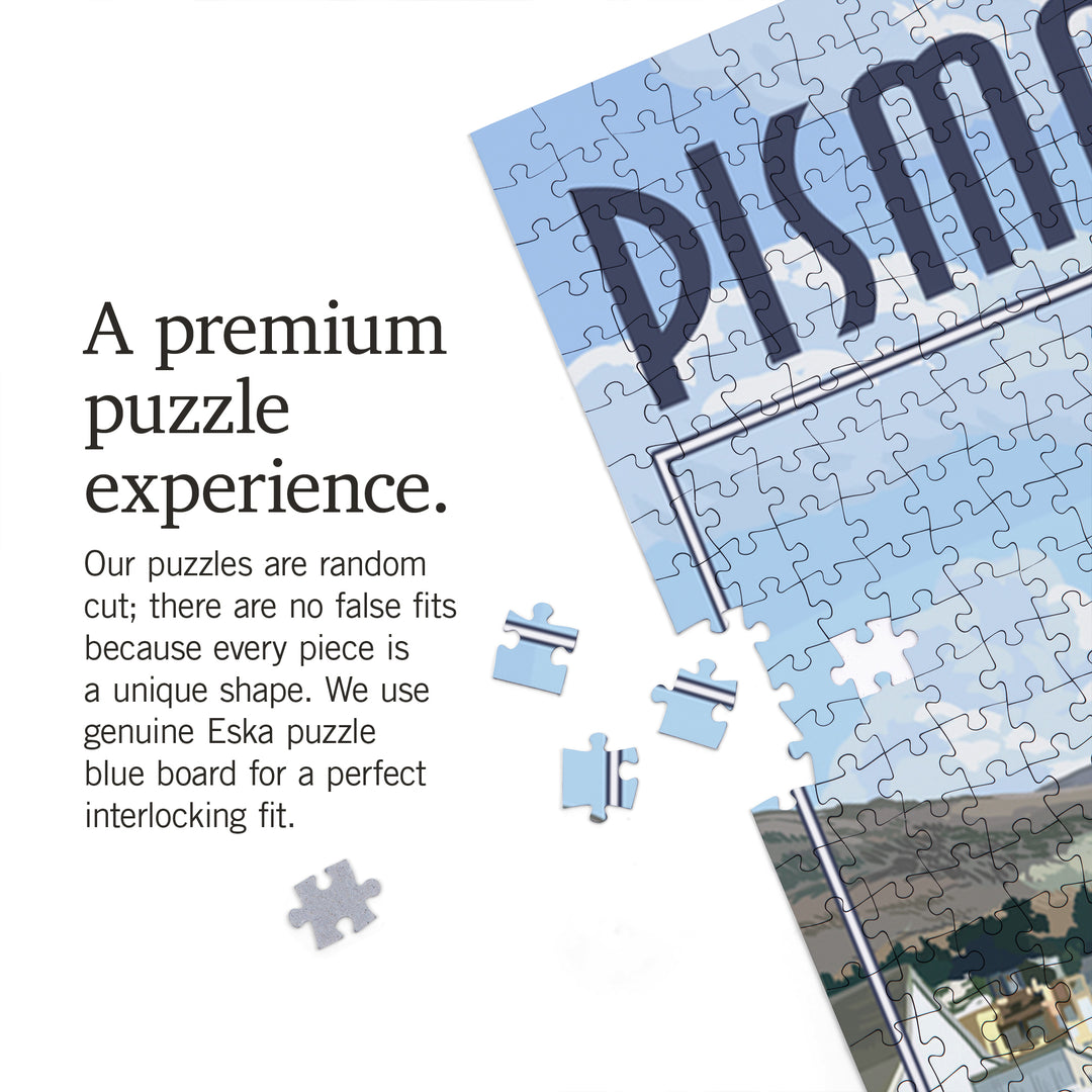 Pismo Beach, California, Beach and Surfer Scene, Jigsaw Puzzle Puzzle Lantern Press 