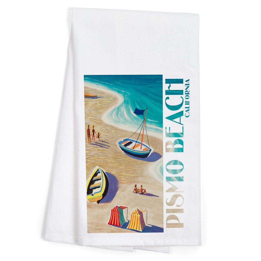 Pismo Beach, California, Beach Scene, Organic Cotton Kitchen Tea Towels Kitchen Lantern Press 