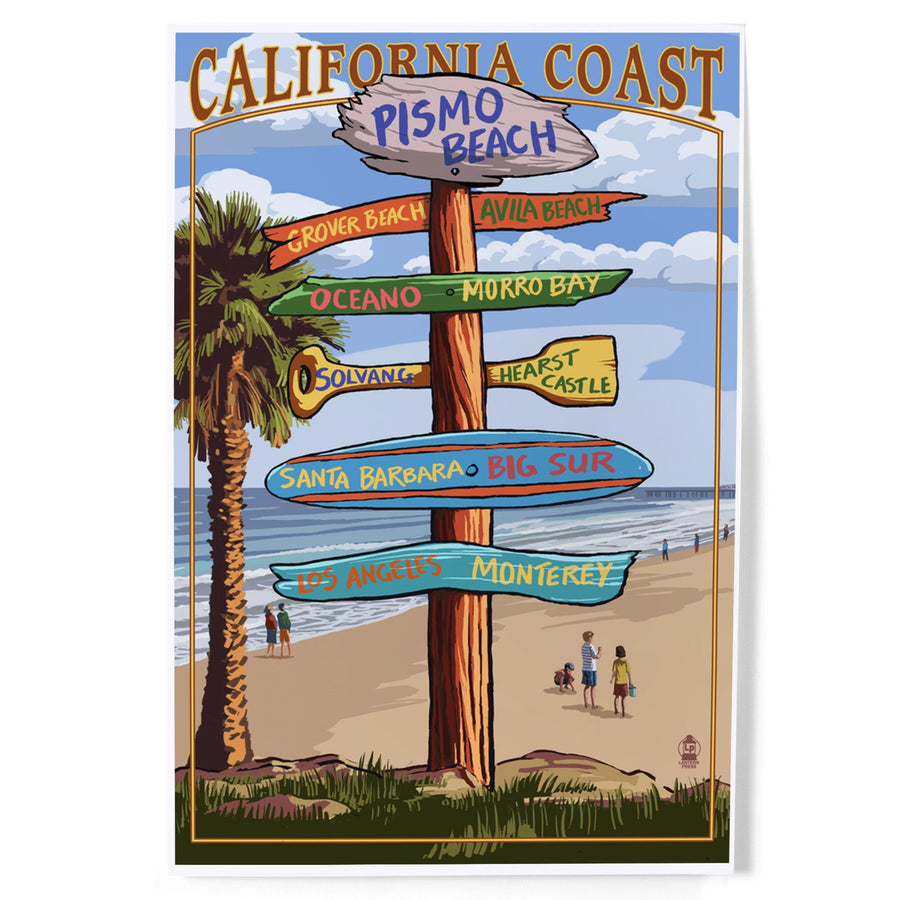 Pismo Beach, California, Destinations Sign, Art & Giclee Prints Art Lantern Press 
