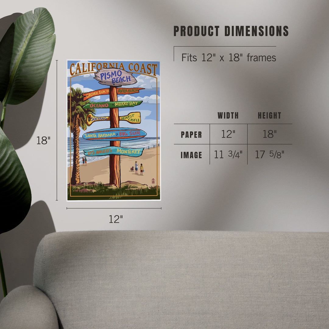 Pismo Beach, California, Destinations Sign, Art & Giclee Prints Art Lantern Press 