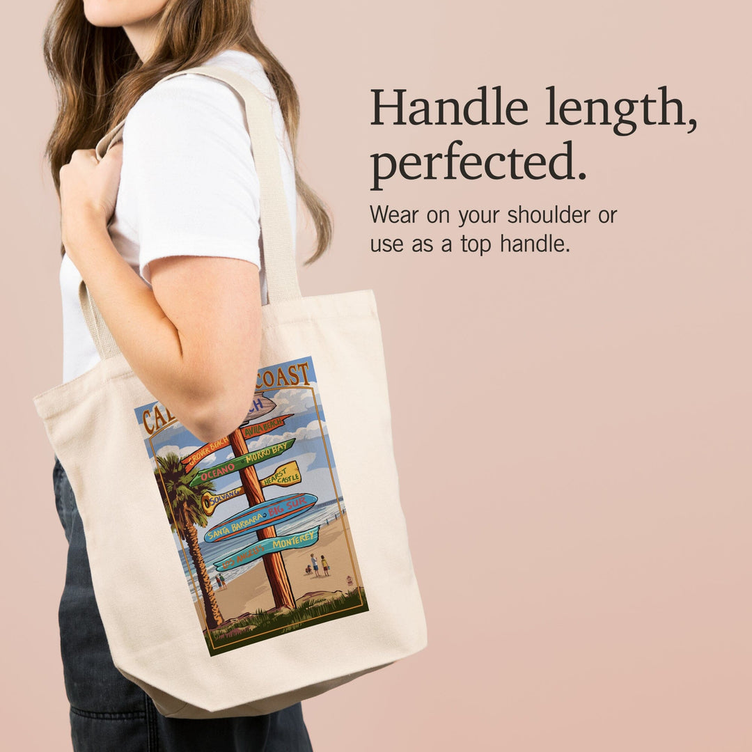 Pismo Beach, California, Destinations Sign, Lantern Press Artwork, Tote Bag Totes Lantern Press 