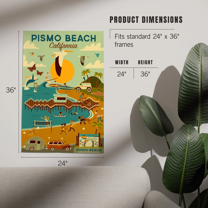 Pismo Beach, California, Geometric, Blue Sky, Art & Giclee Prints Art Lantern Press 