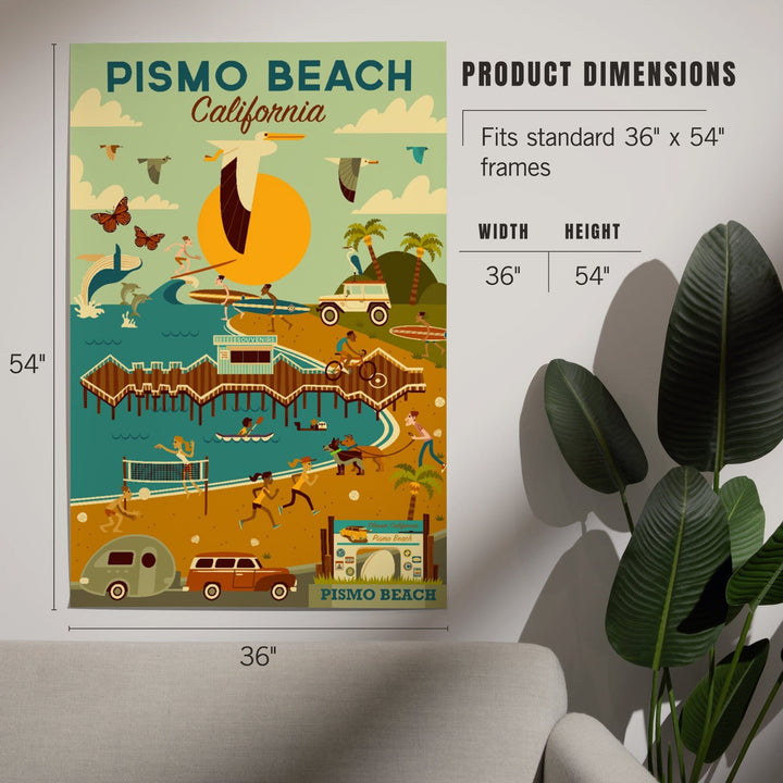Pismo Beach, California, Geometric, Blue Sky, Art & Giclee Prints Art Lantern Press 