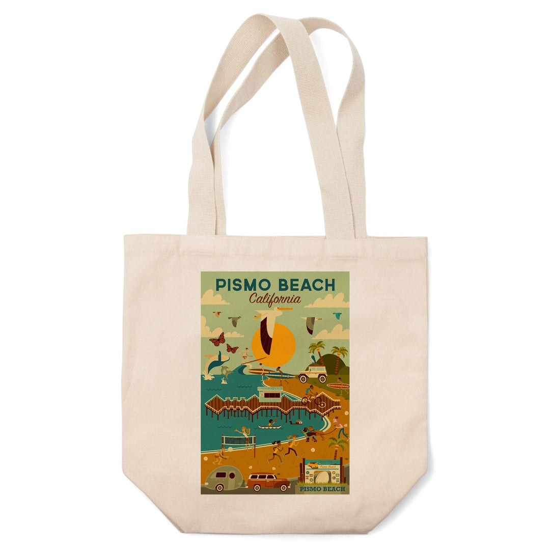 Pismo Beach, California, Geometric, Blue Sky, Tote Bag Totes Lantern Press 