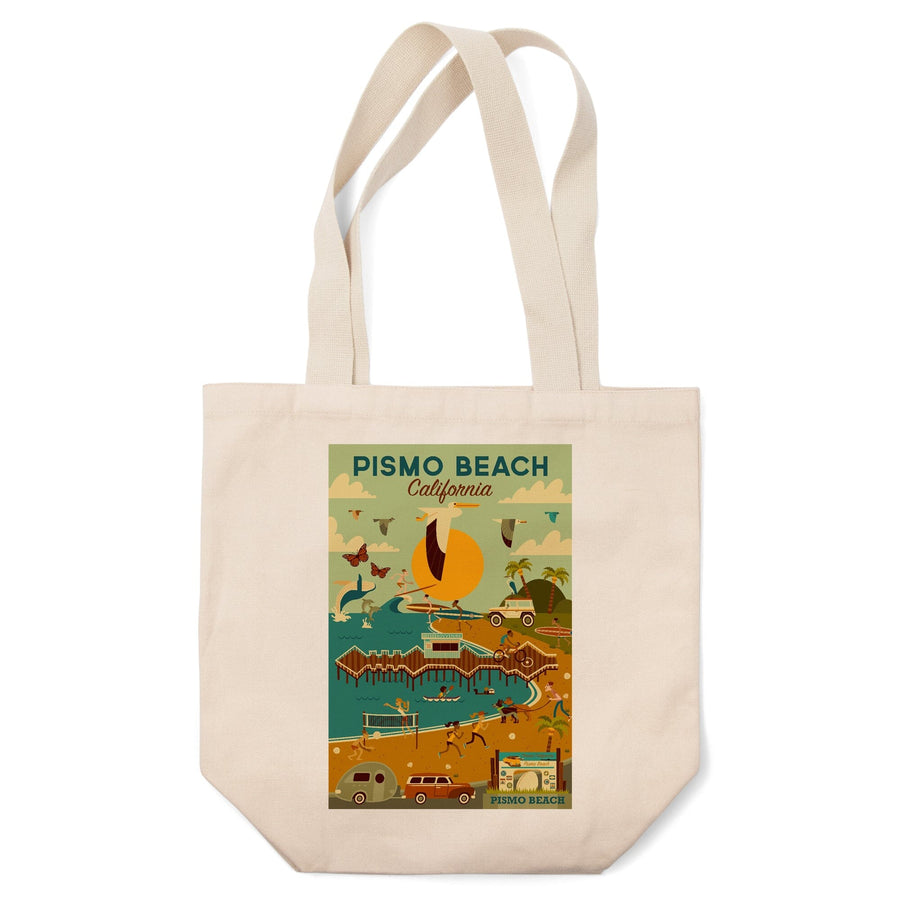 Pismo Beach, California, Geometric, Blue Sky, Tote Bag Totes Lantern Press 