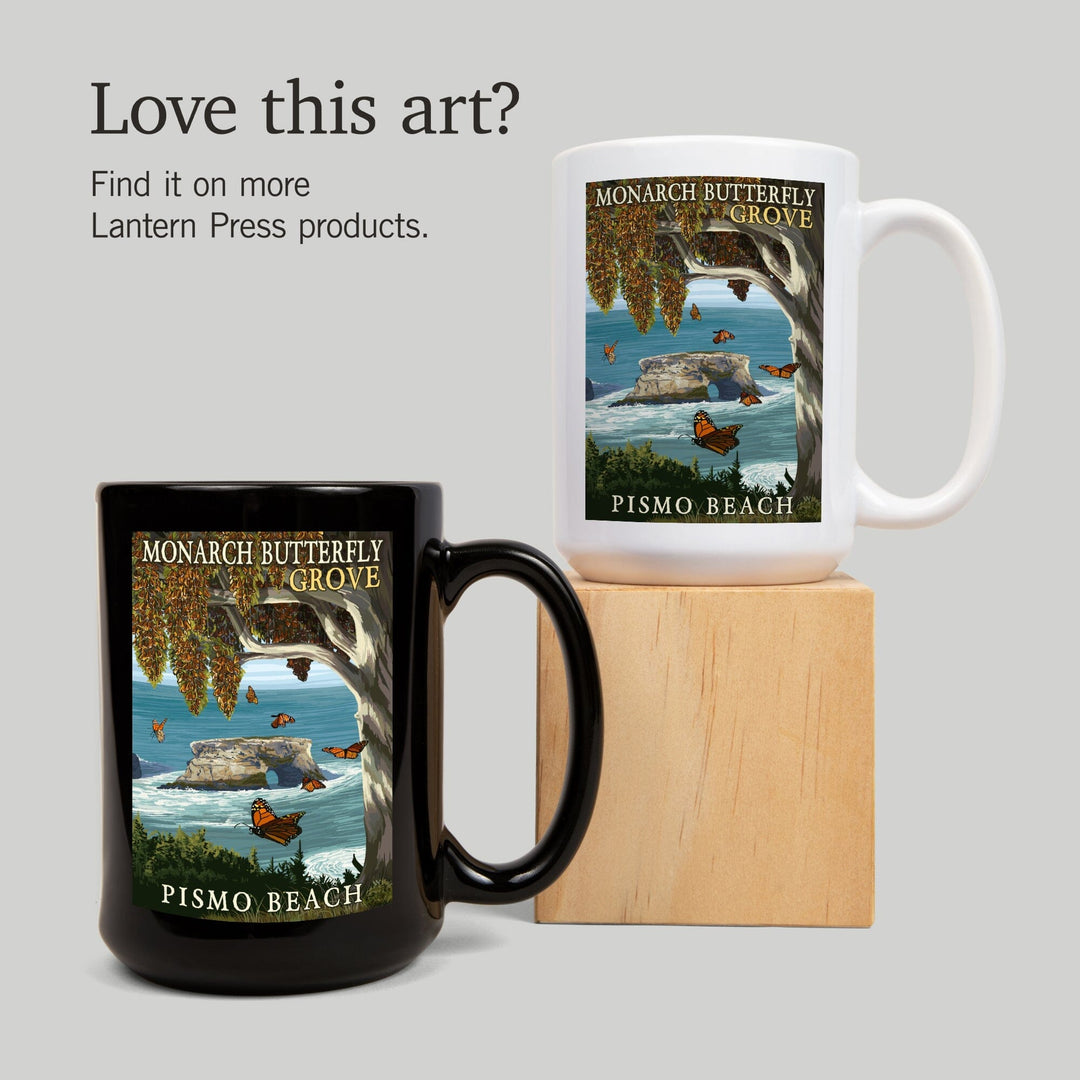 Pismo Beach, California, Monarch Butterfly Grove, Lantern Press Artwork, Ceramic Mug Mugs Lantern Press 
