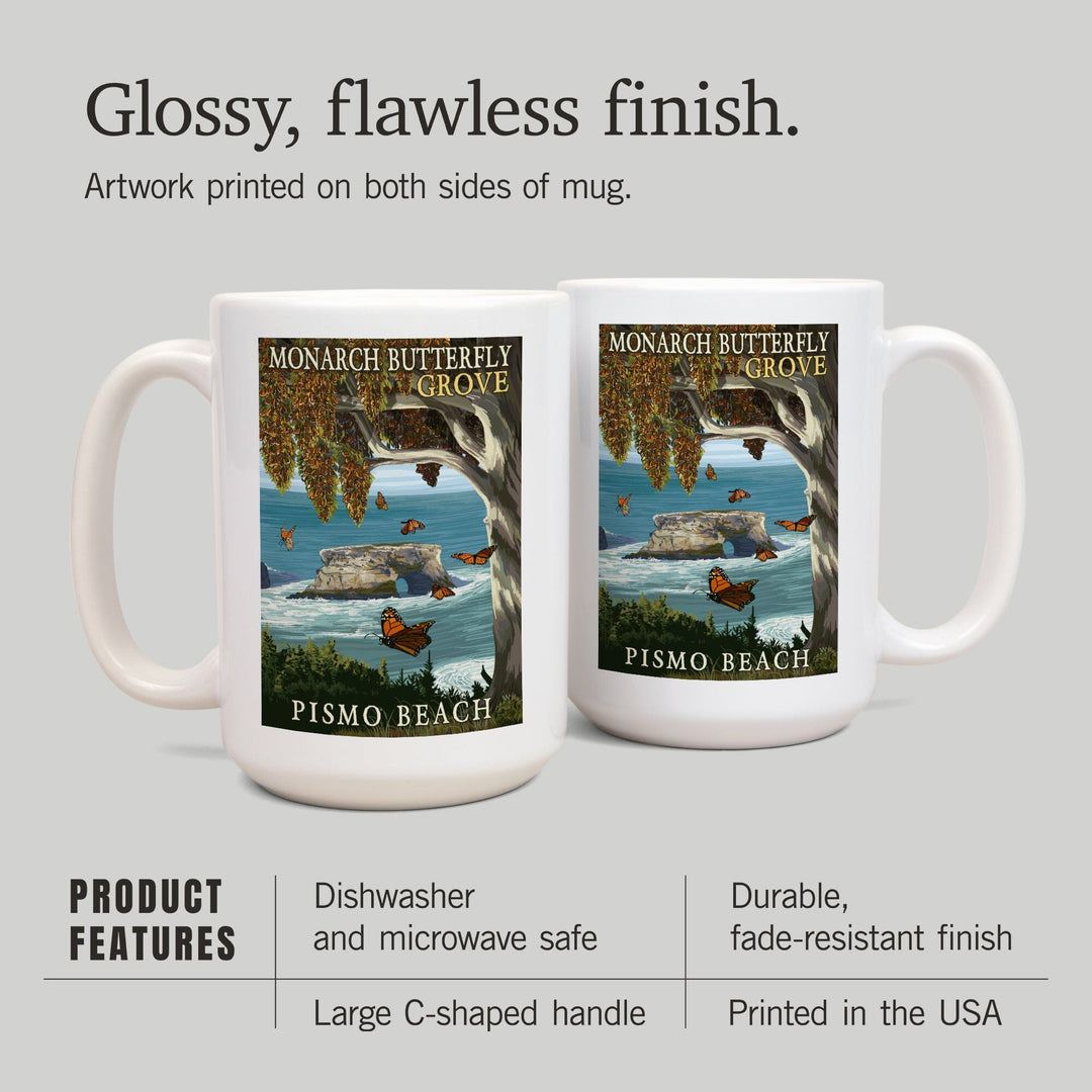 Pismo Beach, California, Monarch Butterfly Grove, Lantern Press Artwork, Ceramic Mug Mugs Lantern Press 