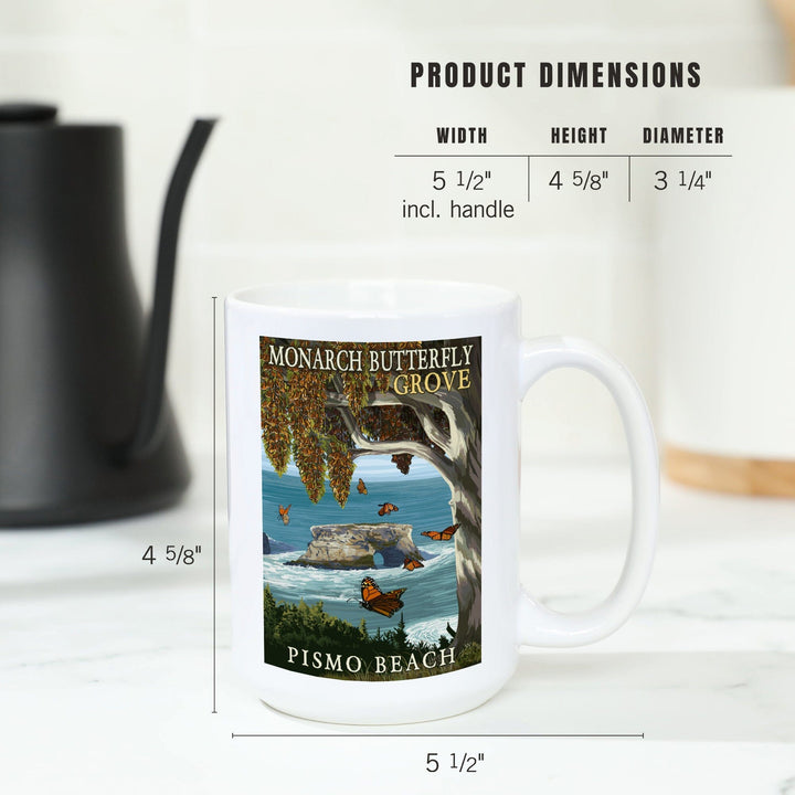 Pismo Beach, California, Monarch Butterfly Grove, Lantern Press Artwork, Ceramic Mug Mugs Lantern Press 