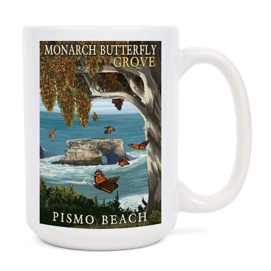 Pismo Beach, California, Monarch Butterfly Grove, Lantern Press Artwork, Ceramic Mug Mugs Lantern Press 