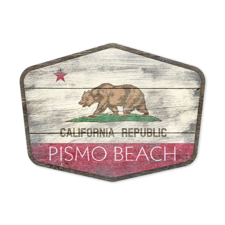 Pismo Beach, California, Rustic State Flag, Contour, Lantern Press Artwork, Vinyl Sticker Sticker Lantern Press 