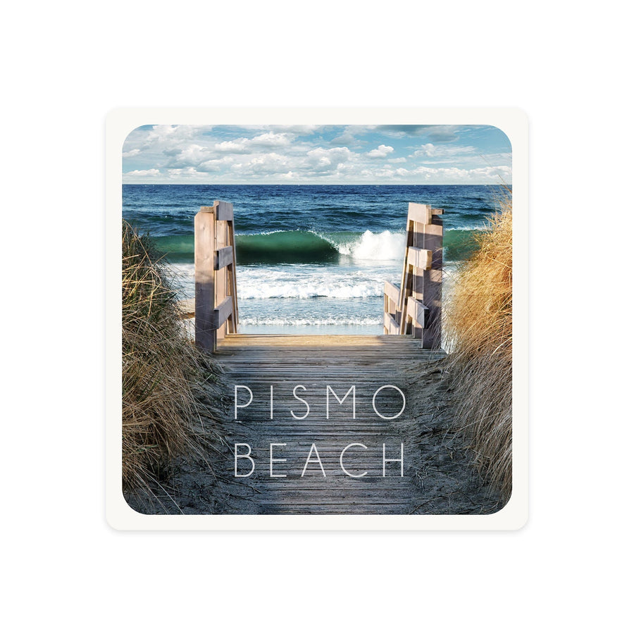 Pismo Beach, California, Stairs to Beach, Contour, Vinyl Sticker Sticker Lantern Press 