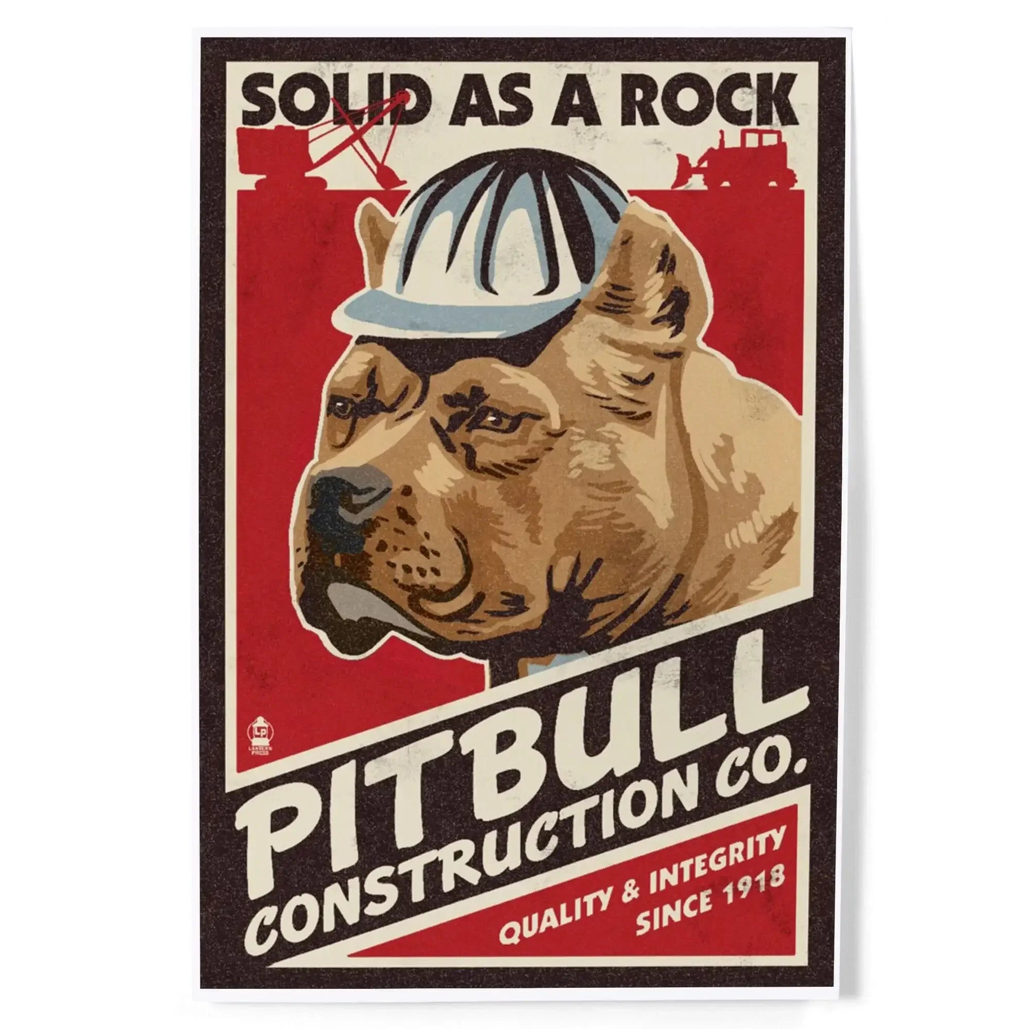 Pitbull, Retro Construction Company Ad art prints, metal signs