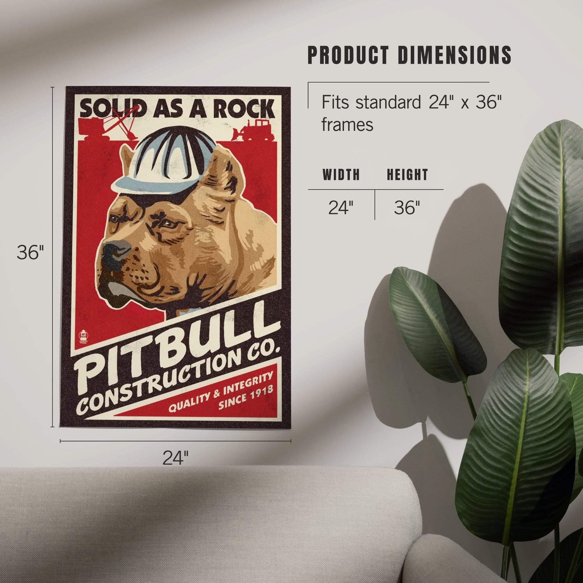Pitbull, Retro Construction Company Ad art prints, metal signs