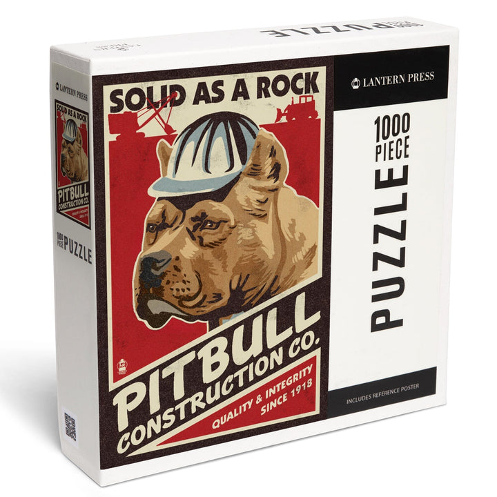 Pitbull, Retro Construction Company Ad, Jigsaw Puzzle Puzzle Lantern Press 