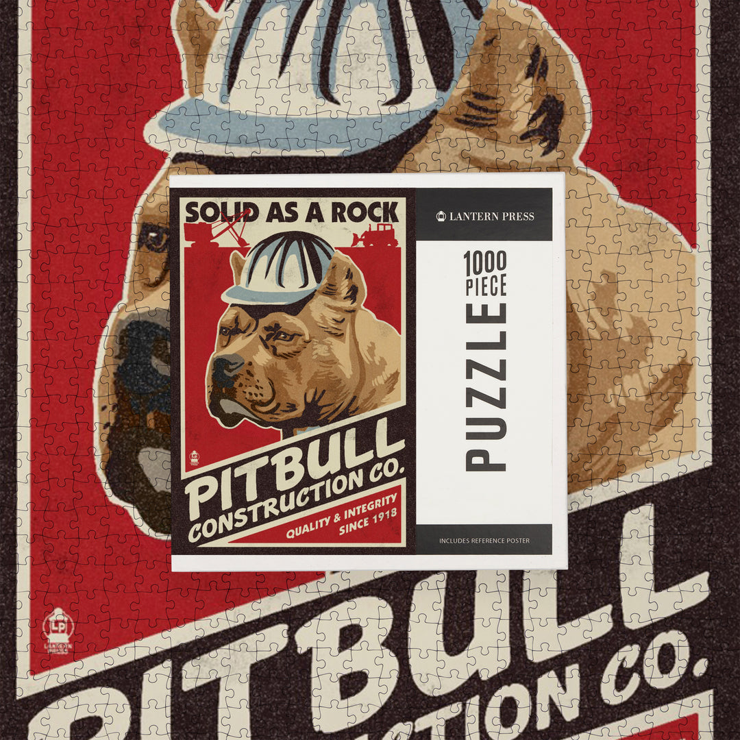 Pitbull, Retro Construction Company Ad, Jigsaw Puzzle Puzzle Lantern Press 
