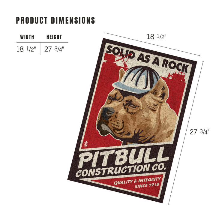 Pitbull, Retro Construction Company Ad, Jigsaw Puzzle Puzzle Lantern Press 