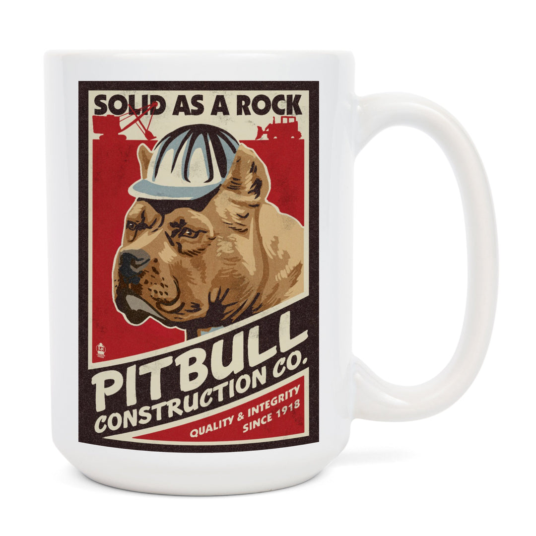 Pitbull, Retro Construction Company Ad, Lantern Press Artwork, Ceramic Mug Mugs Lantern Press 