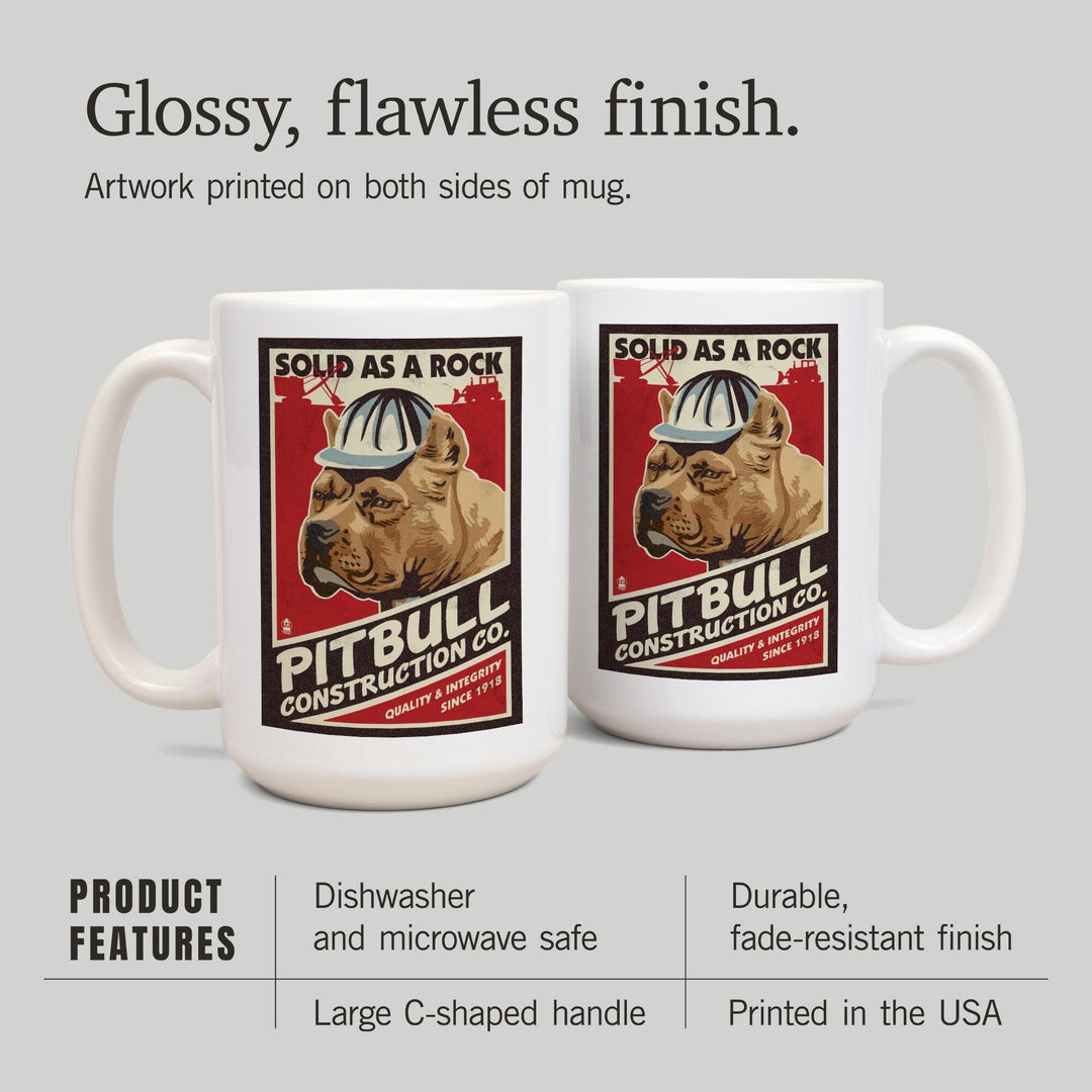 Pitbull, Retro Construction Company Ad, Lantern Press Artwork, Ceramic Mug Mugs Lantern Press 