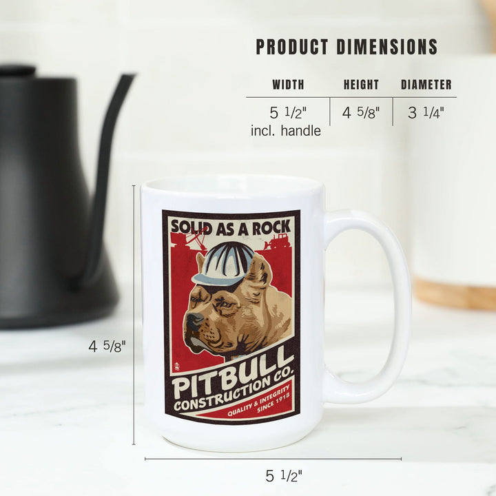 Pitbull, Retro Construction Company Ad, Lantern Press Artwork, Ceramic Mug Mugs Lantern Press 