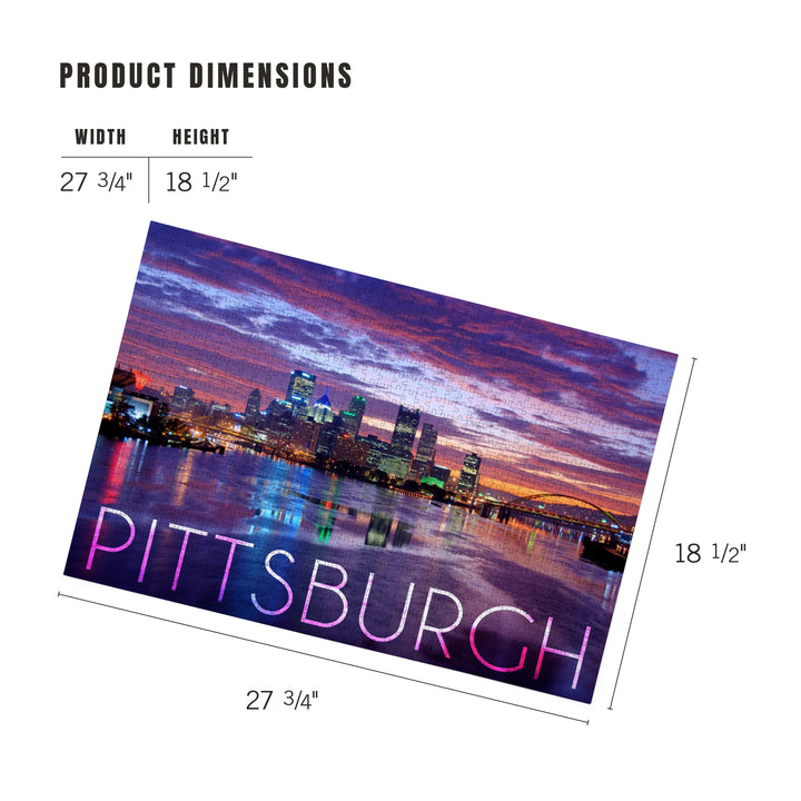 Pittsburgh, Pennsylvania, City Lights at Night, Jigsaw Puzzle Puzzle Lantern Press 