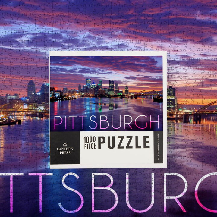 Pittsburgh, Pennsylvania, City Lights at Night, Jigsaw Puzzle Puzzle Lantern Press 