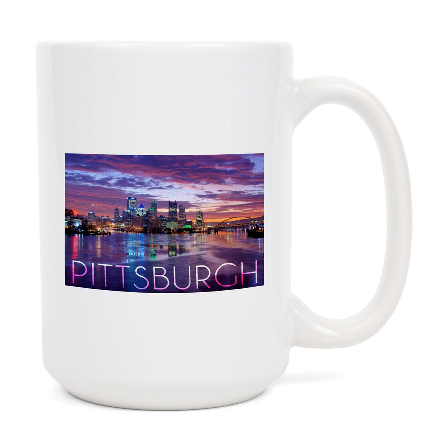 Pittsburgh, Pennsylvania, City Lights at Night, Lantern Press Photography, Ceramic Mug Mugs Lantern Press 