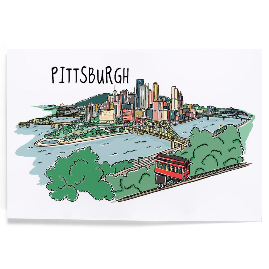 Pittsburgh, Pennsylvania, Line Drawing, Art & Giclee Prints Art Lantern Press 