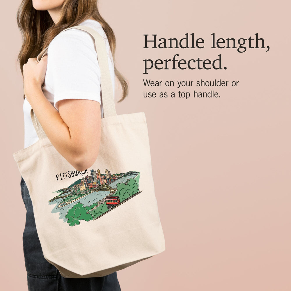 Pittsburgh, Pennsylvania, Line Drawing, Tote Bag Totes Lantern Press 