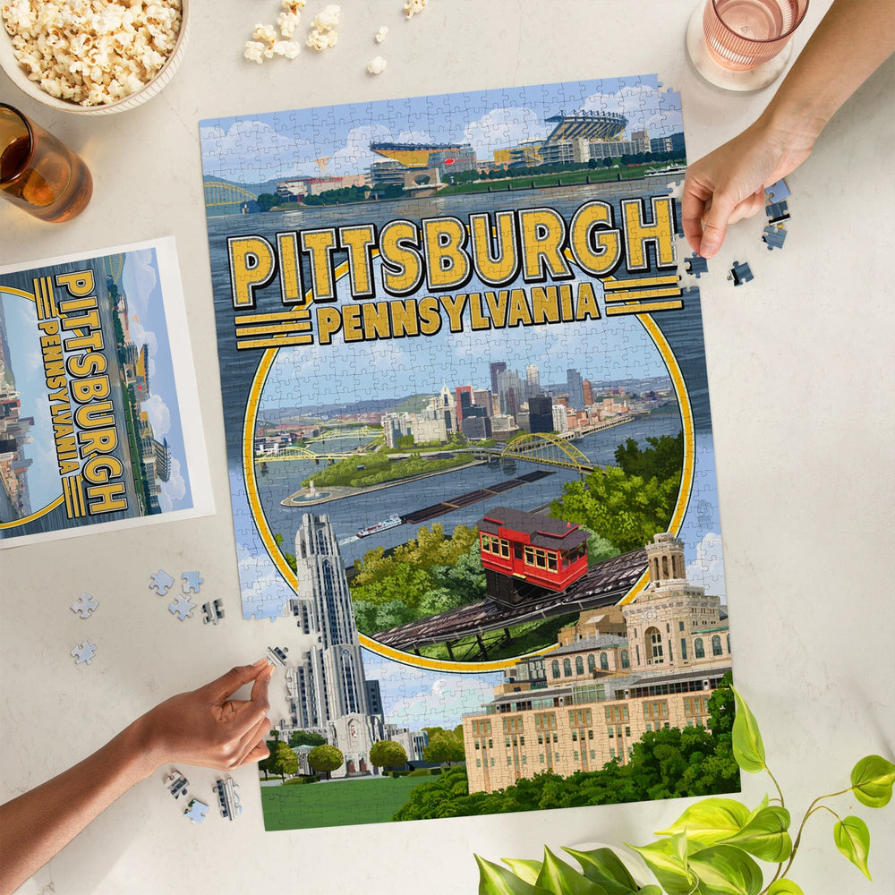 Pittsburgh, Pennsylvania, Montage Scenes, Jigsaw Puzzle Puzzle Lantern Press 