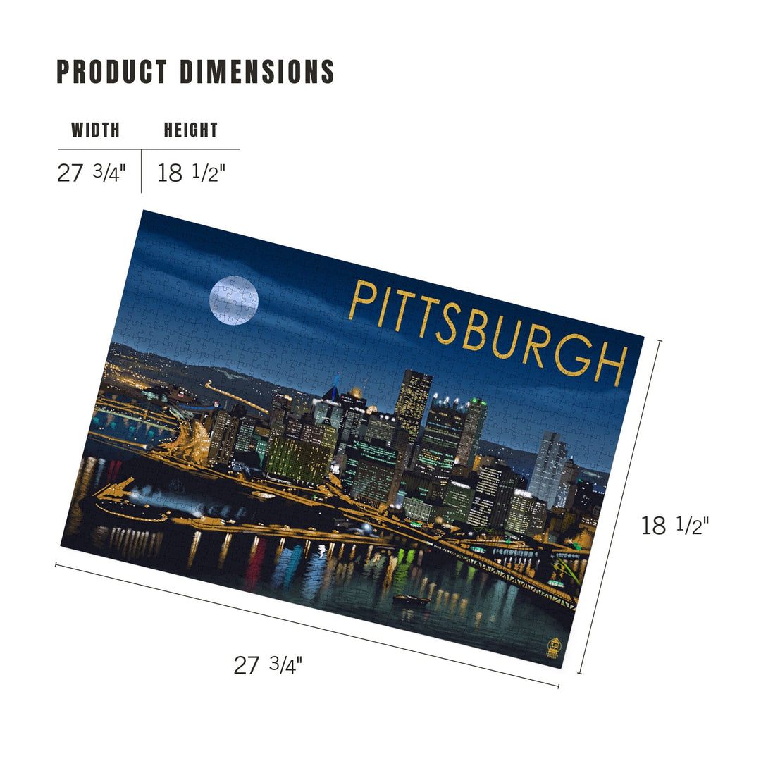 Pittsburgh, Pennsylvania, Skyline at Night, Jigsaw Puzzle Puzzle Lantern Press 