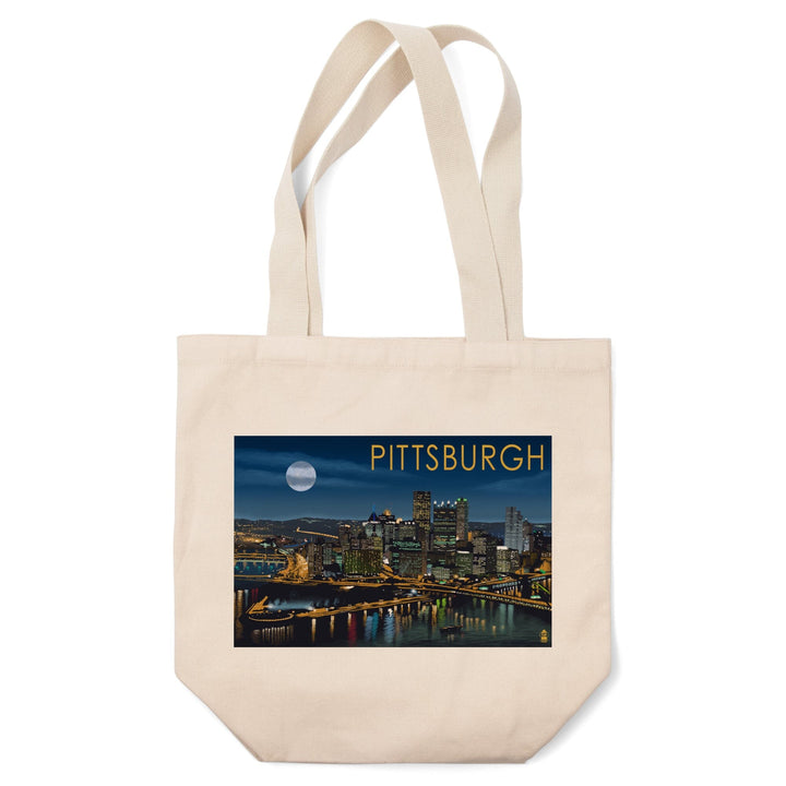 Pittsburgh, Pennsylvania, Skyline at Night, Tote Bag Totes Lantern Press 