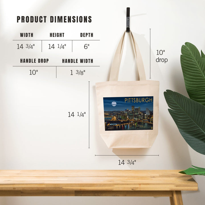 Pittsburgh, Pennsylvania, Skyline at Night, Tote Bag Totes Lantern Press 