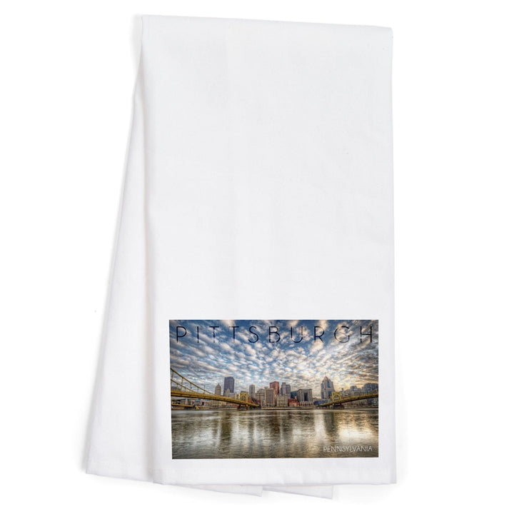Pittsburgh, Pennsylvania, Skyline From the North Shore, Organic Cotton Kitchen Tea Towels Kitchen Lantern Press 