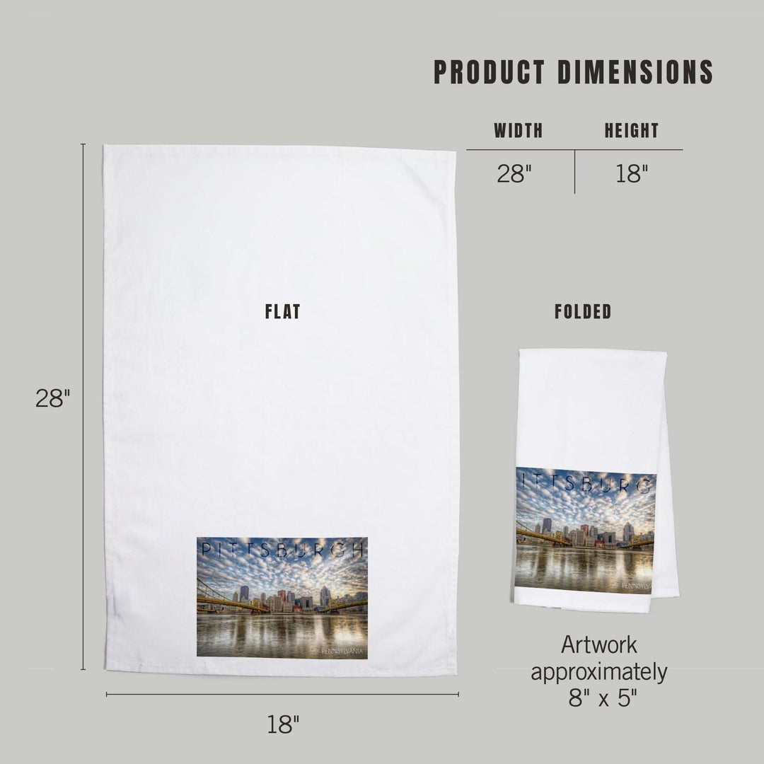 Pittsburgh, Pennsylvania, Skyline From the North Shore, Organic Cotton Kitchen Tea Towels Kitchen Lantern Press 