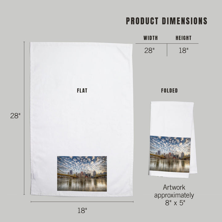 Pittsburgh, Pennsylvania, Skyline From the North Shore, Organic Cotton Kitchen Tea Towels Kitchen Lantern Press 