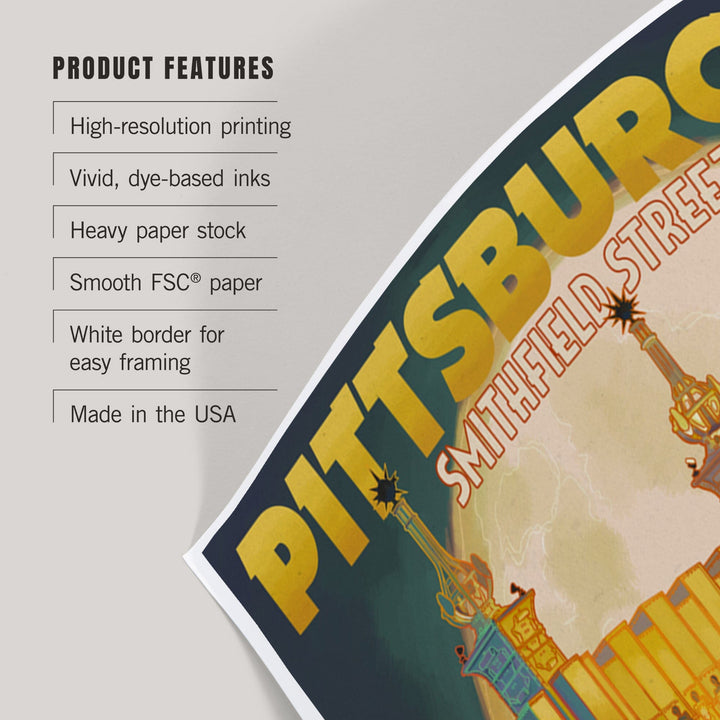 Pittsburgh, Pennsylvania, Smithfield St. Bridge and Moon, Art & Giclee Prints Art Lantern Press 