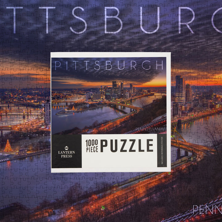 Pittsburgh, Pennsylvania, Winter Sunrise, Jigsaw Puzzle Puzzle Lantern Press 