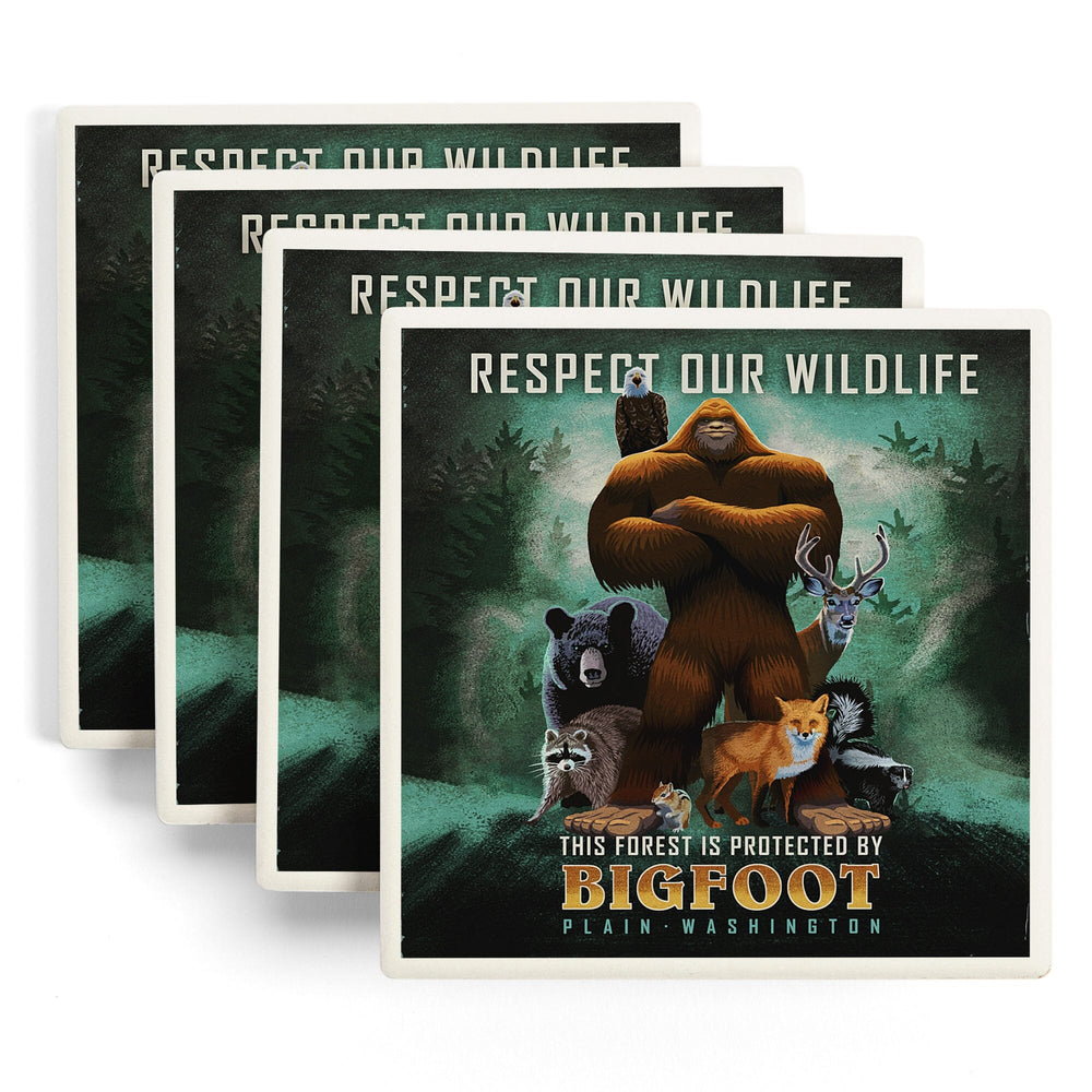 Plain, Washington, This Forest is Protected by Bigfoot, Coasters Coasters Lantern Press 