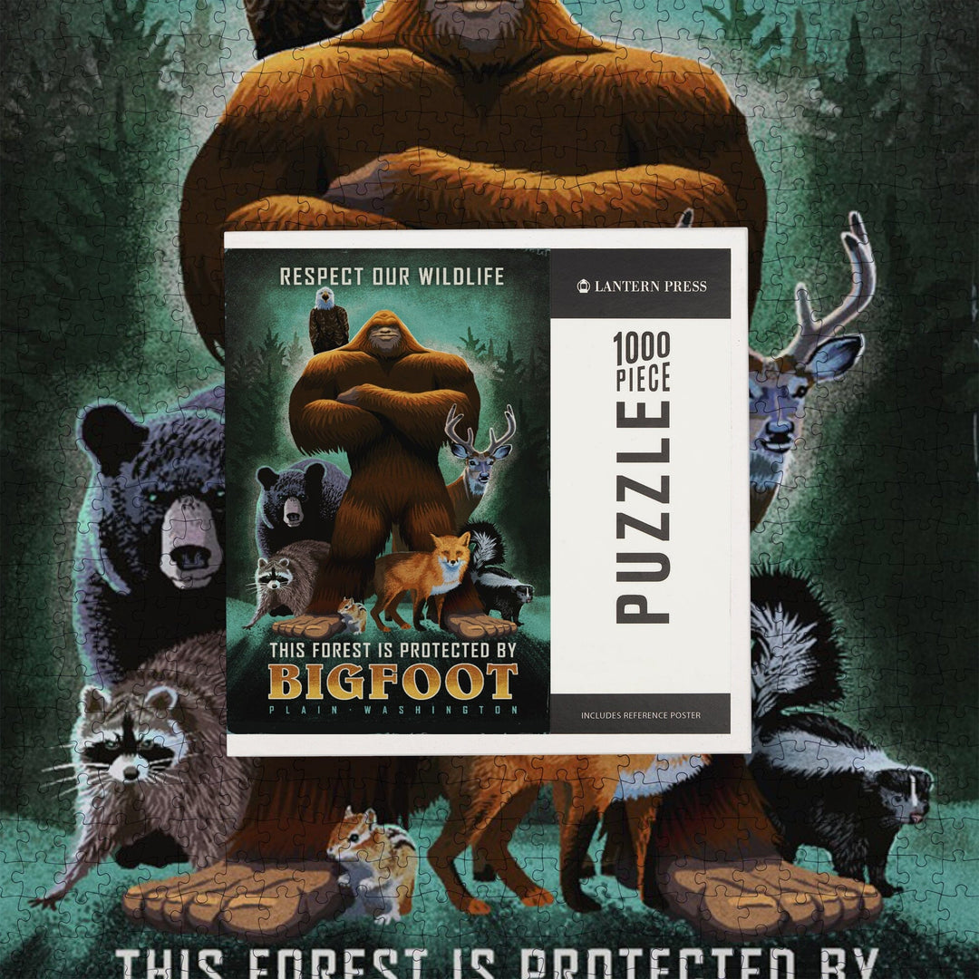 Plain, Washington, This Forest is Protected by Bigfoot, Jigsaw Puzzle Puzzle Lantern Press 