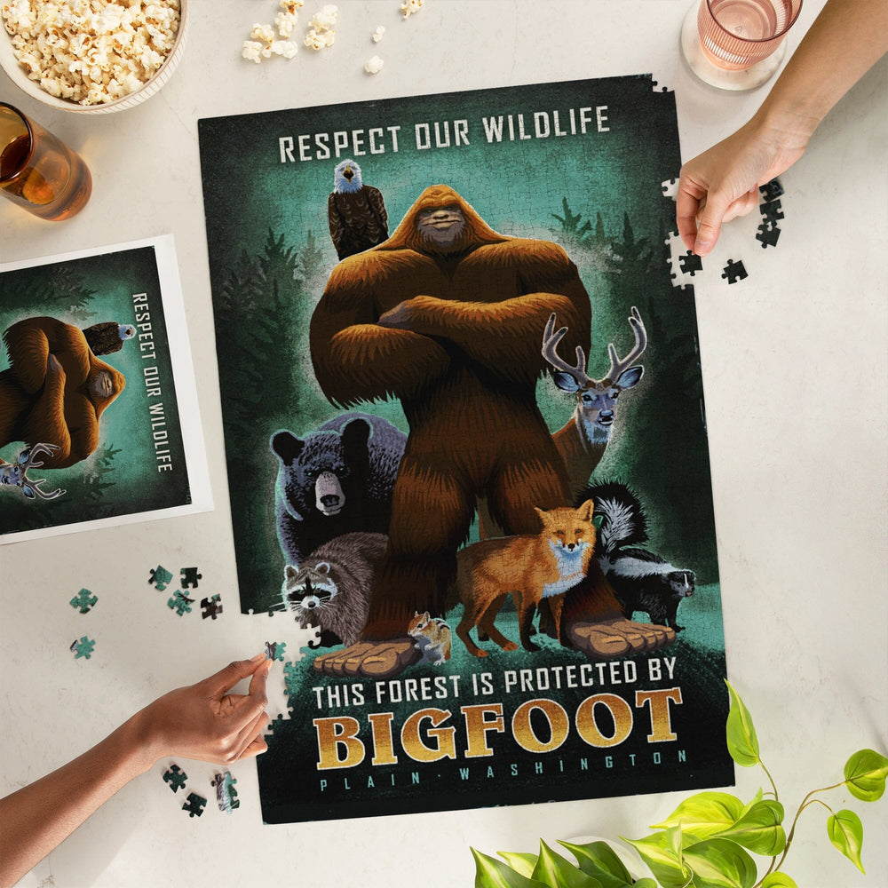 Plain, Washington, This Forest is Protected by Bigfoot, Jigsaw Puzzle Puzzle Lantern Press 