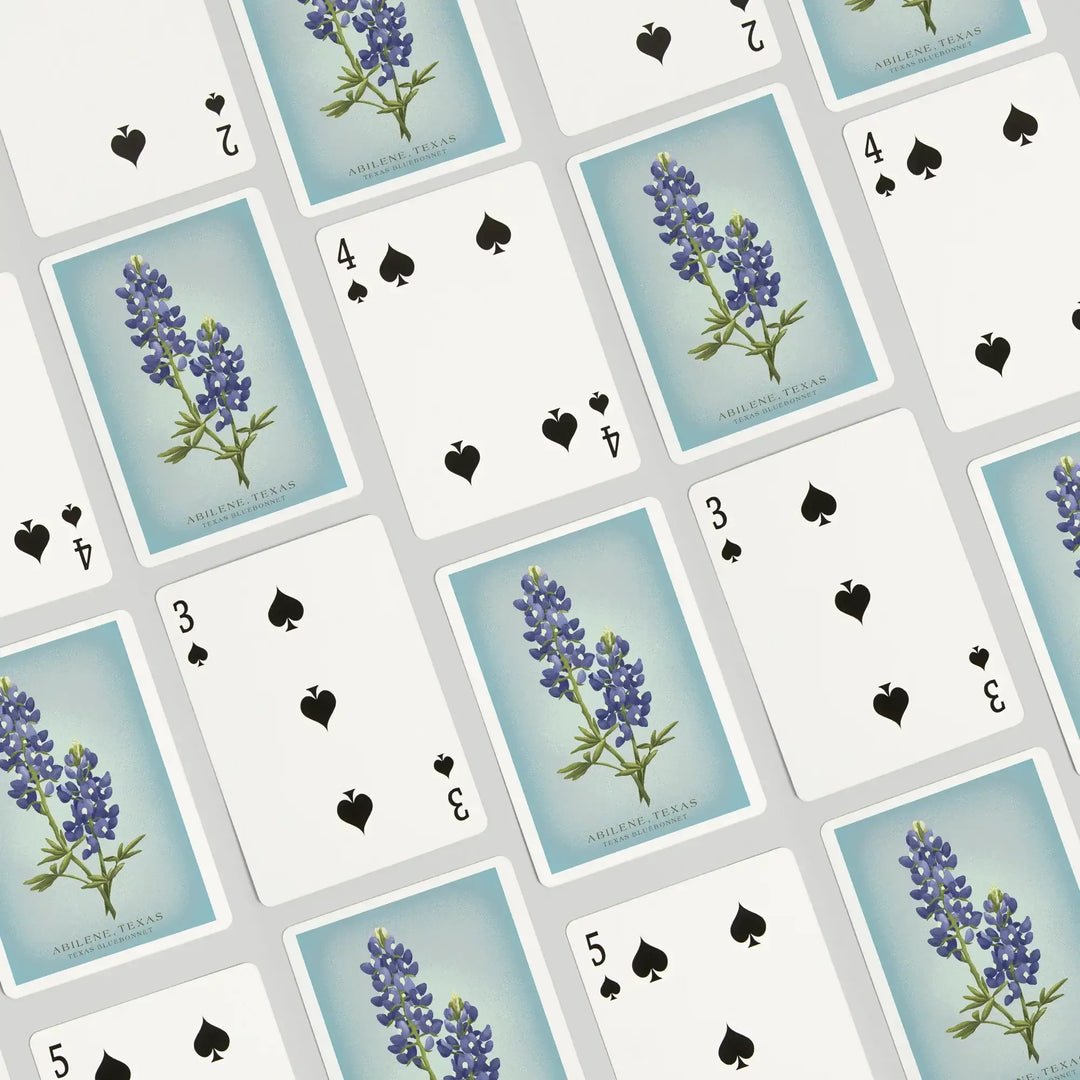 Playing Cards, Abilene, Texas, Vintage Flora, State Series, Bluebonnet, 52 Card Deck with Jokers in Box, Unique Art Cards Lantern Press 
