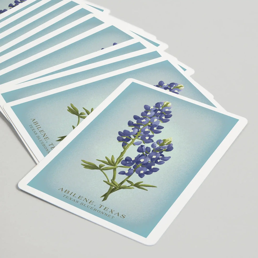 Playing Cards, Abilene, Texas, Vintage Flora, State Series, Bluebonnet, 52 Card Deck with Jokers in Box, Unique Art Cards Lantern Press 
