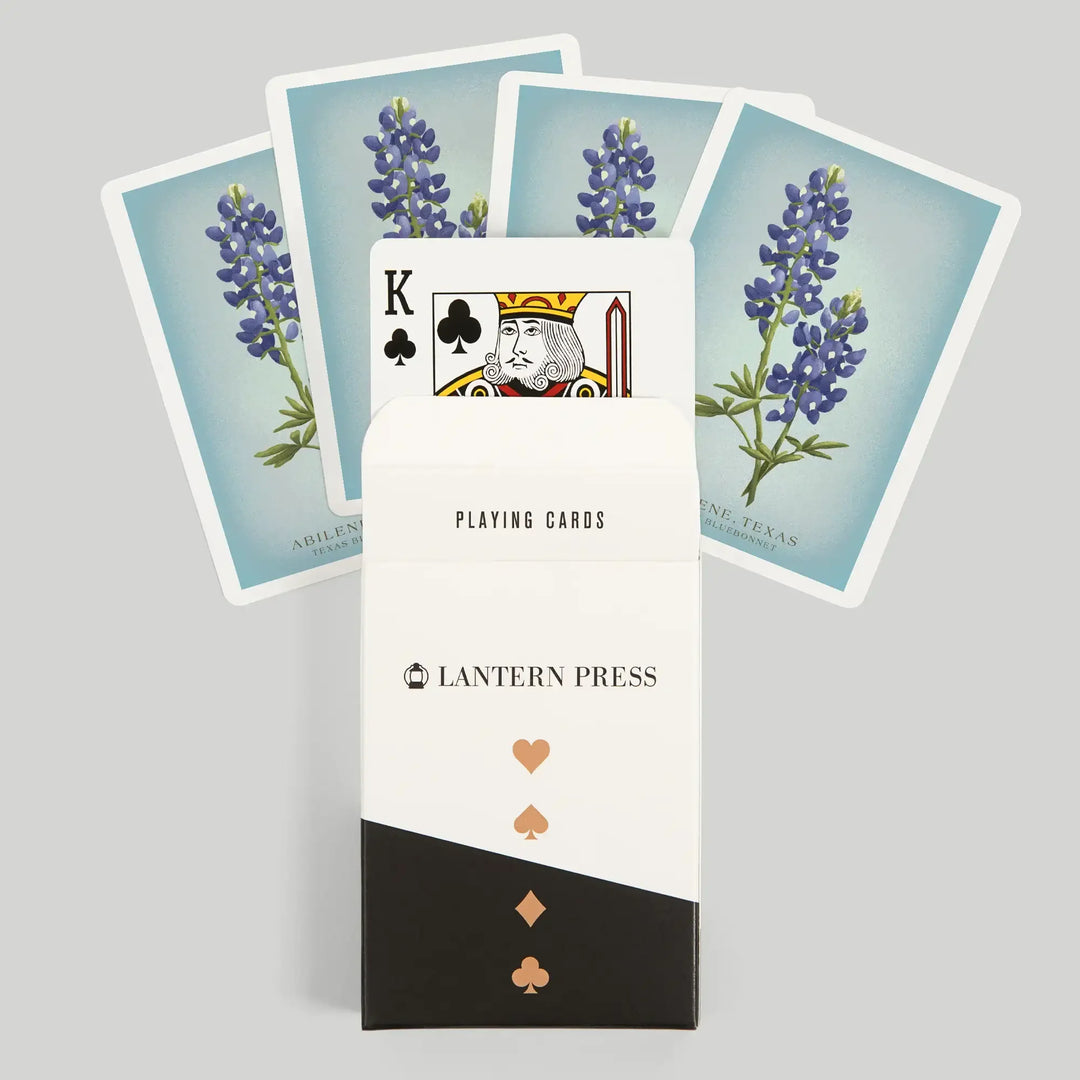 Playing Cards, Abilene, Texas, Vintage Flora, State Series, Bluebonnet, 52 Card Deck with Jokers in Box, Unique Art Cards Lantern Press 