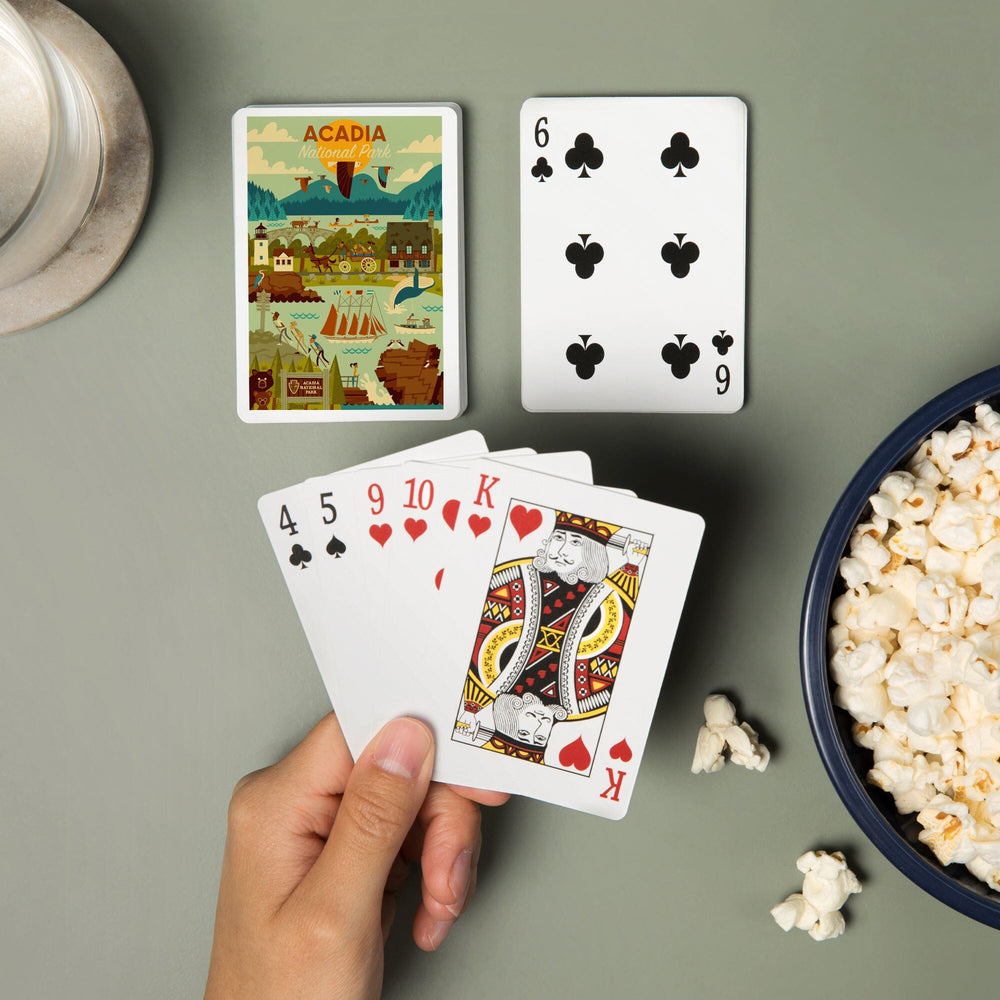 Playing Cards, Acadia National Park, Maine, Geometric National Park Series, 52 Card Deck with Jokers in Box, Unique Art Cards Lantern Press 