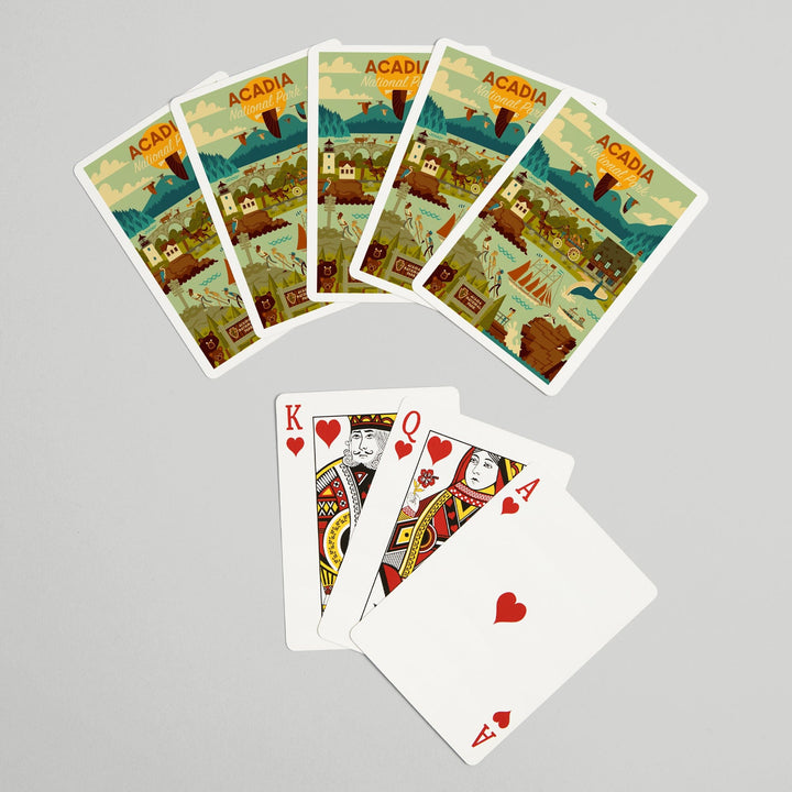 Playing Cards, Acadia National Park, Maine, Geometric National Park Series, 52 Card Deck with Jokers in Box, Unique Art Cards Lantern Press 