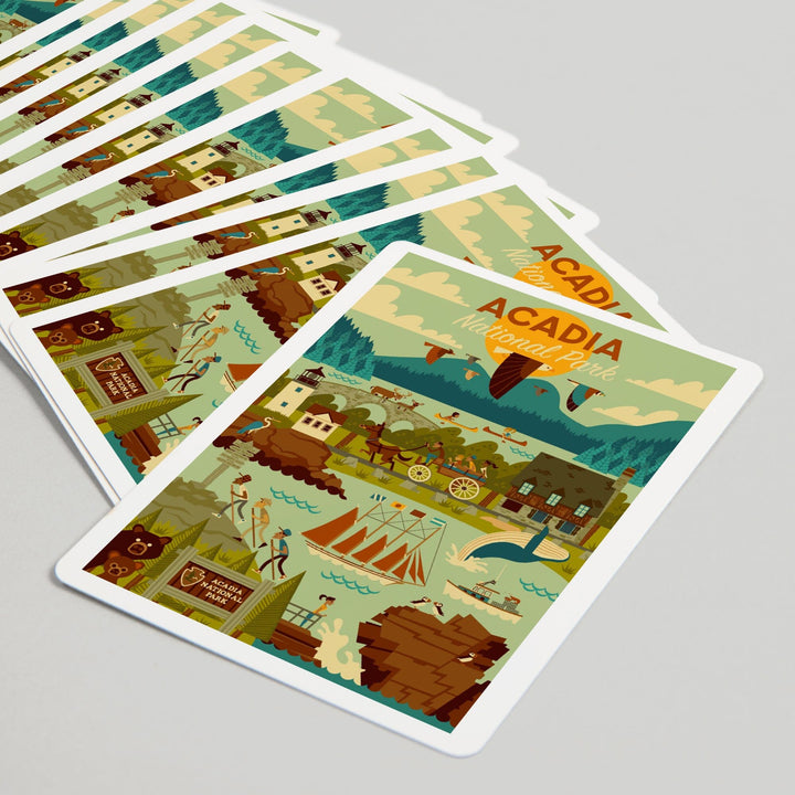 Playing Cards, Acadia National Park, Maine, Geometric National Park Series, 52 Card Deck with Jokers in Box, Unique Art Cards Lantern Press 